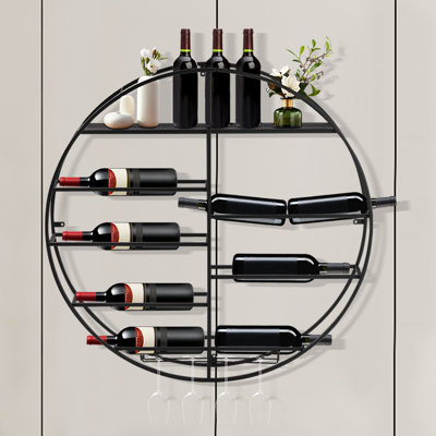 Alexa-Mae 12 Bottle Wall Mounted Wine Bottle & Glass Rack