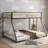 Twin Over Full Metal Bunk Bed Frame - No Box Spring Needed, Silent Anti-Shake, Black &amp; White, for Guest Room/Dorm