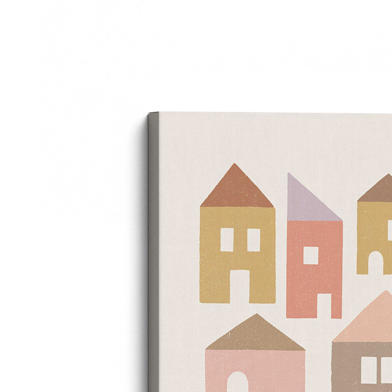 Impression sur toile, "Happy maisons Earth Tones" par Carey Copeland, H 16 po x l 12 po, Toile tendue, Ne s’applique pas
