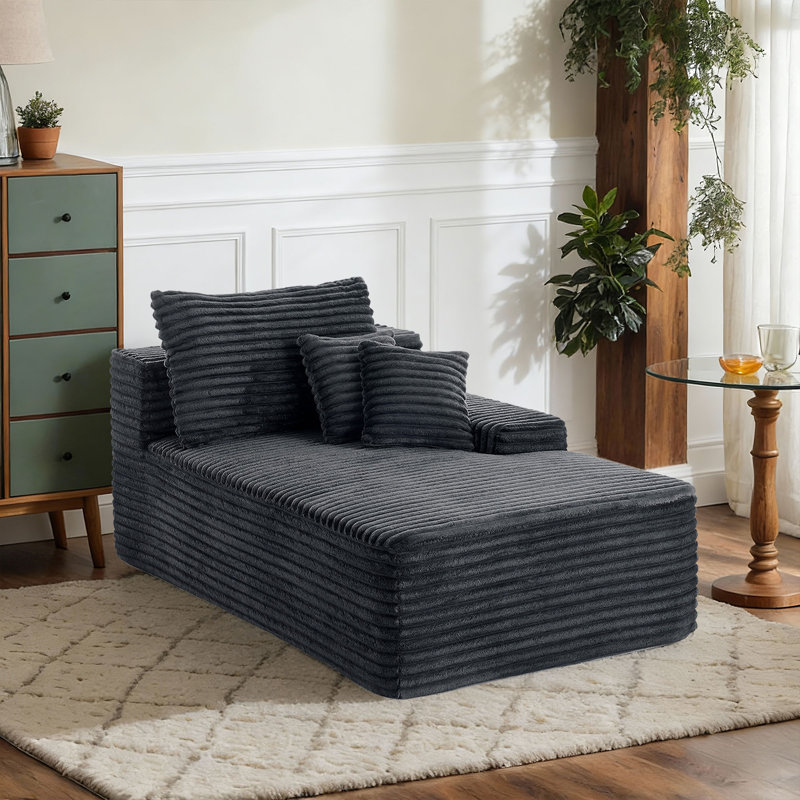 Upholstered Chaise Lounge, Grey