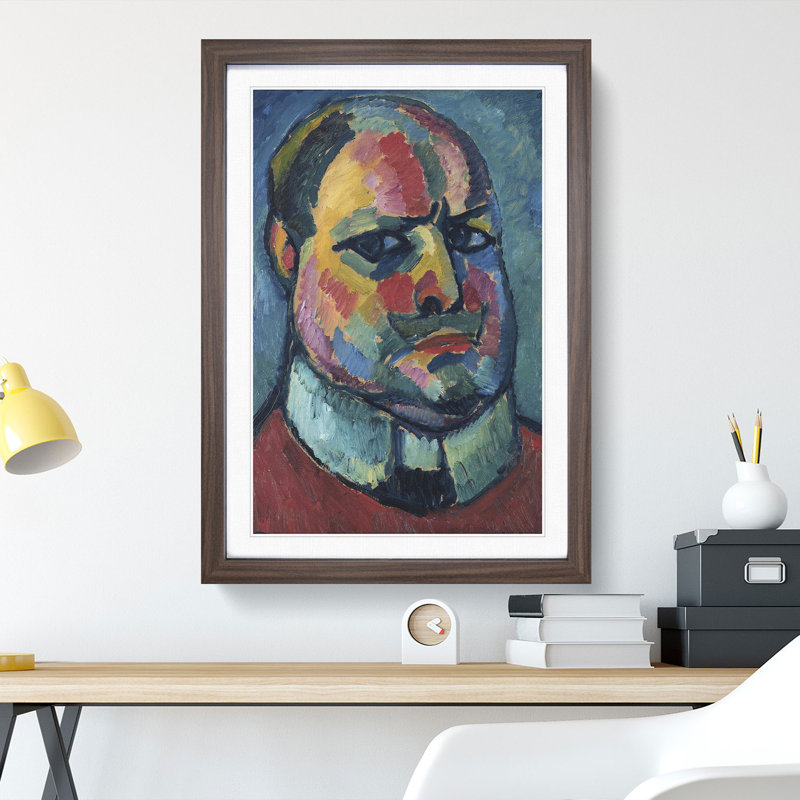 Portrait of Selbstbildnis by Alexej Von Jawlensky - Picture Frame Painting, 36cm H x 27cm W x 2cm D, Walnut Framed