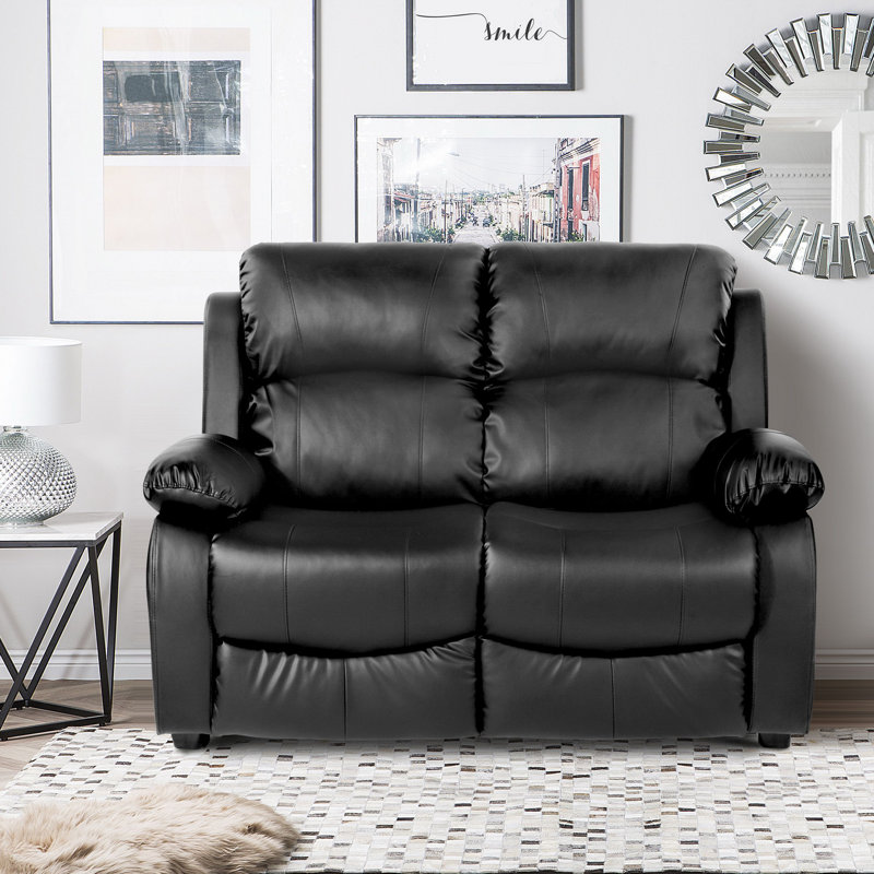 Hedgcock 2 Seater Faux Leather Loveseat, Black