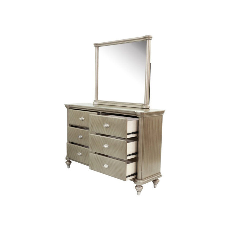 Commode de luxe avec finition argentée et champagne