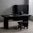 Retro Black Rectangular Solid Wood Dining Table-334356891