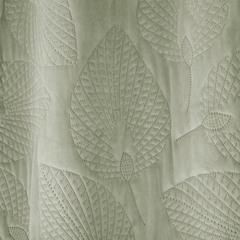 Catherine Lansfield Velvet Pinsonic Leaf Thermal Eyelet Curtains Two Panels, Width 229 x Drop 229 cm, Green