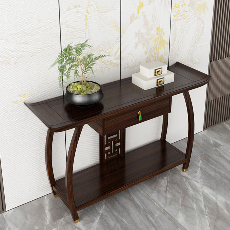 Chinese style full solid wood console table, 34.6" H x 62.9" W x 15.7" D