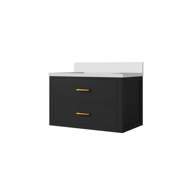 Meuble-lavabo simple noir 30 po X P 22 po D, avec plateau en marbre de culture, Noir