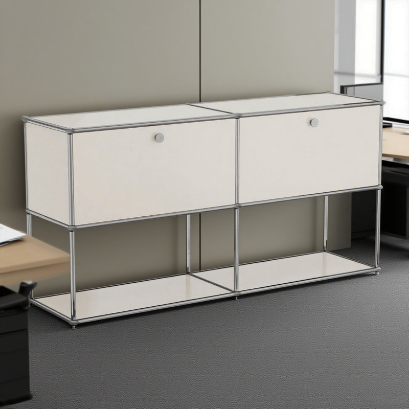 Modular Metal Office Storage Cabinet With Adjustable Shelves, White