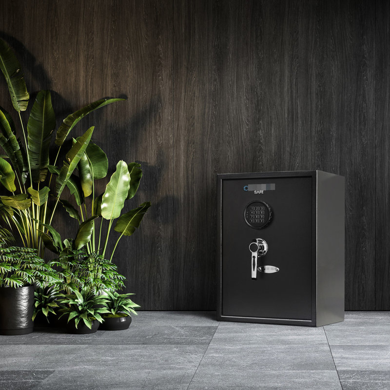 1.45 Cubic Ft Steel Safe, Black, Digital Keypad Lock With Removable Shelf Black Safe And Out Prevention Feature