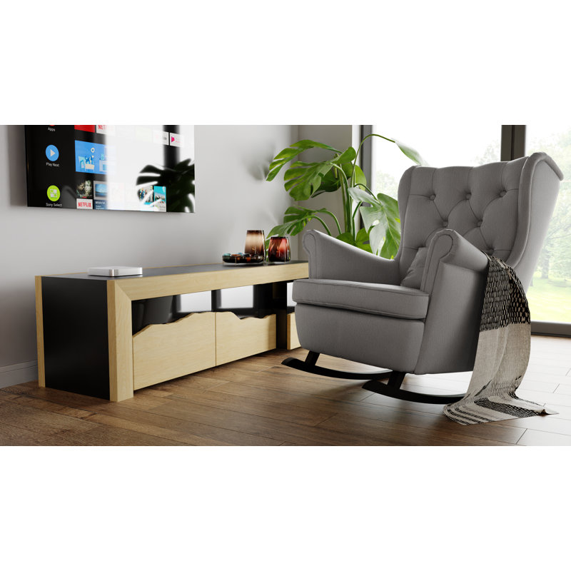 Yancheva Rocking Chair, Amor Velvet 4318 Silver Chenille