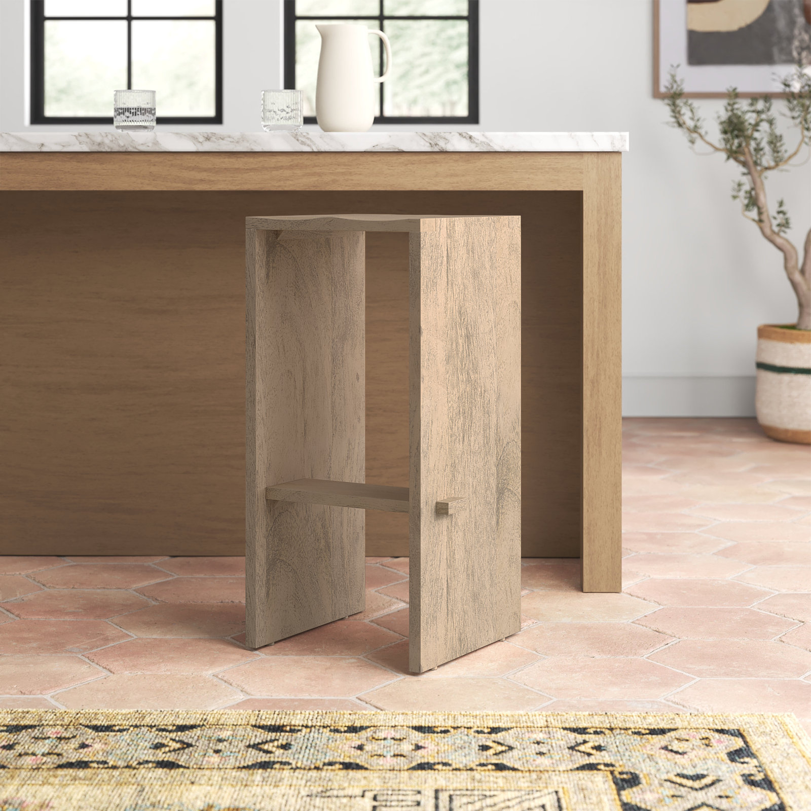 Dalina Solid Wood Counter & Bar Stool, Light Brown, Bar Stool (30" Seat Height)