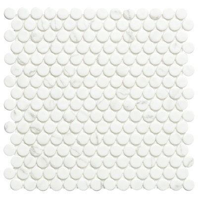 Carreau de mosaïque rond en verre 12 po x 12 po Eterna Penny