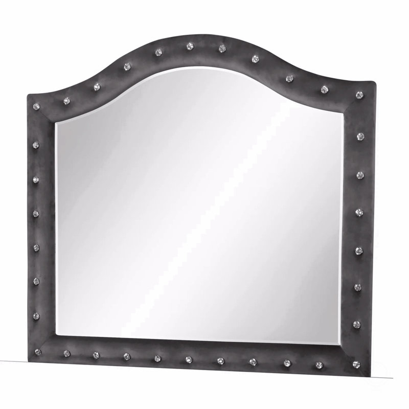 Miroir rembourré de style moderne avec revêtement en tissu de velours et bois