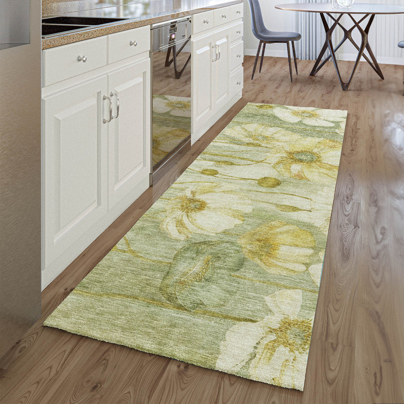 Tapis sauge de qualité supérieure Prisco, Tapis de couloir 2 pi 3 po x 7 pi 6 po