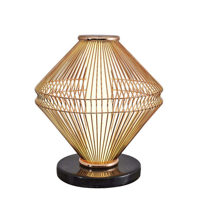 Élégante lampe sur pied avec corps en métal et couvercle en acrylique, jaune, 9,4 po de diamètre x 12,2 po de hauteur | DEL intégrée, lumière chaude 3000K | Parfait pour le salon, la chambre à coucher et le bureau, conception écoénergétique