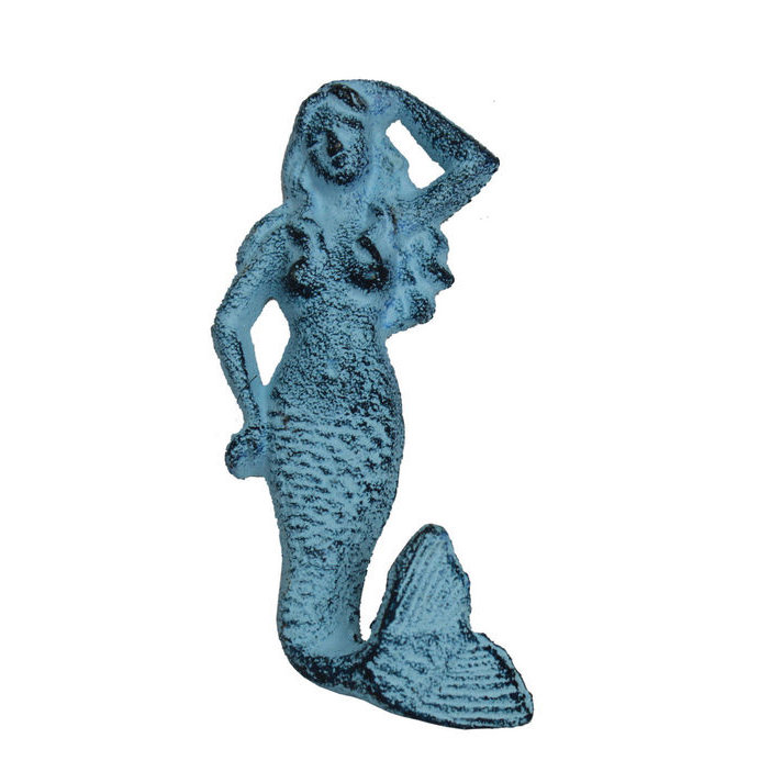 Crochet mural Burdine Mermaid, Bleu pâle rustique délavé