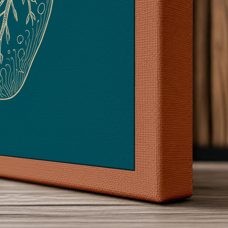 Heart Anatomy in Gold Minimalist - Wrapped Canvas, 30x20 - 76.2 x 50.8 cm, Terracotta Border