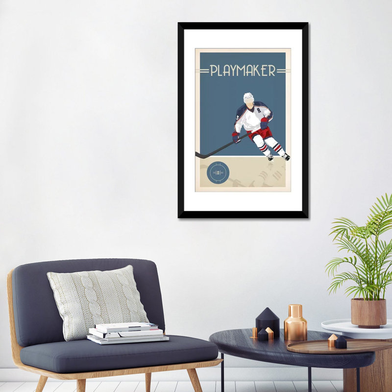 « playmaker », impression sur toile, H 32 po x l 24 po x P 1 po, Papier d'art encadré noir, Blanc