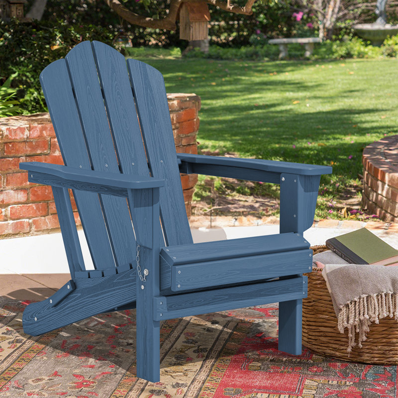 Chaise Adirondack en acier PEHD pliable, Bleu marine