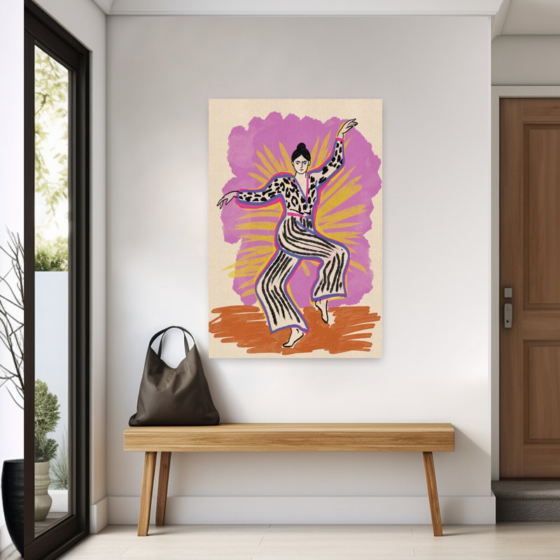 Expressive Fashion Dance Abstract Bold Colorful Wall Art Print by Nicholas - Wrapped Canvas Print, 152.4cm H x 101.6cm W