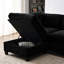 96.5" L Shape Sectional Couch With , 3 - Seater In Black, Upholstered Soft Chenille, Pocket Spring And High Density Foam Cushions, Stable Construction, Storage Space Couch, Seater, Chenille