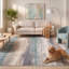 Tapis Heather moderne à poils courts, effet vieilli, aquarelle abstraite, turquoise, beige, gris, brun, blanc, lavable à la machine, antidérapant, pour l'intérieur et l'extérieur, adapté aux animaux domestiques, idéal pour le salon, la chambre, la salle à manger, l'entrée, le couloir, le bureau-188794543