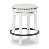Daiah Swivel Upholstered Counter Stool with Solid Wood Frame