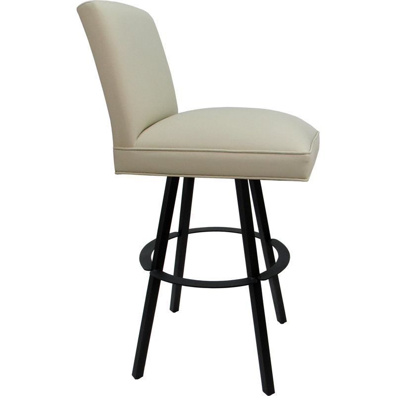 Tabouret de bar pivotant en métal - hauteur de siège de 34 po, Noir, Beige