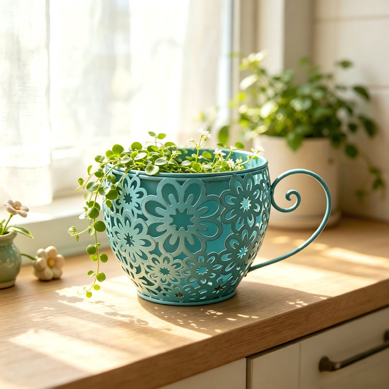 Pot à fleurs en métal, Blue