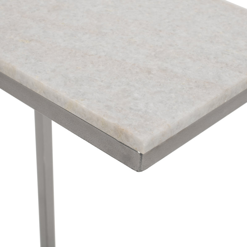 Elicia Solid Marble Modern Luxury Glam Accent C-Table (Set of 2) - Chrome, Grey/Silver