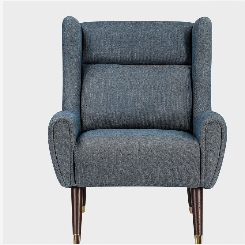 Chaise d'appoint moderne à oreilles rembourrée bleue 1pc, Bleu