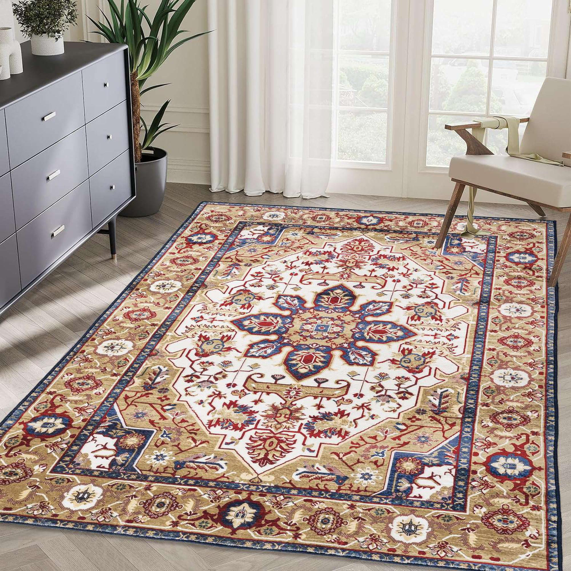 Bungalow Rose Vintage Bohemian Persian Non-slip Washable Area Rug | Wayfair