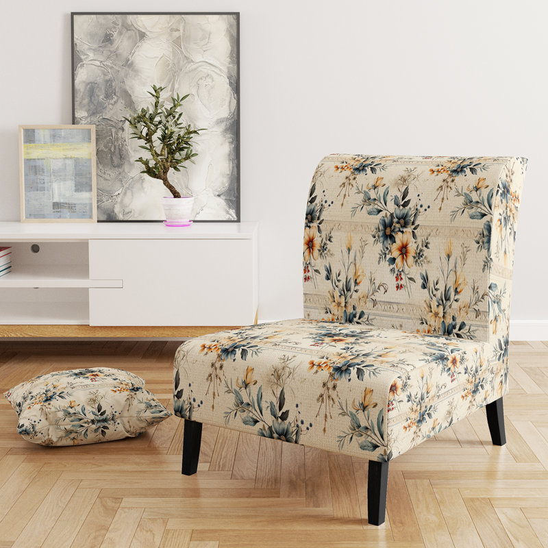 Fauteuil de chambre Vintage Neutrals Mosaic Flowers III - Chaise rembourrée bohémienne