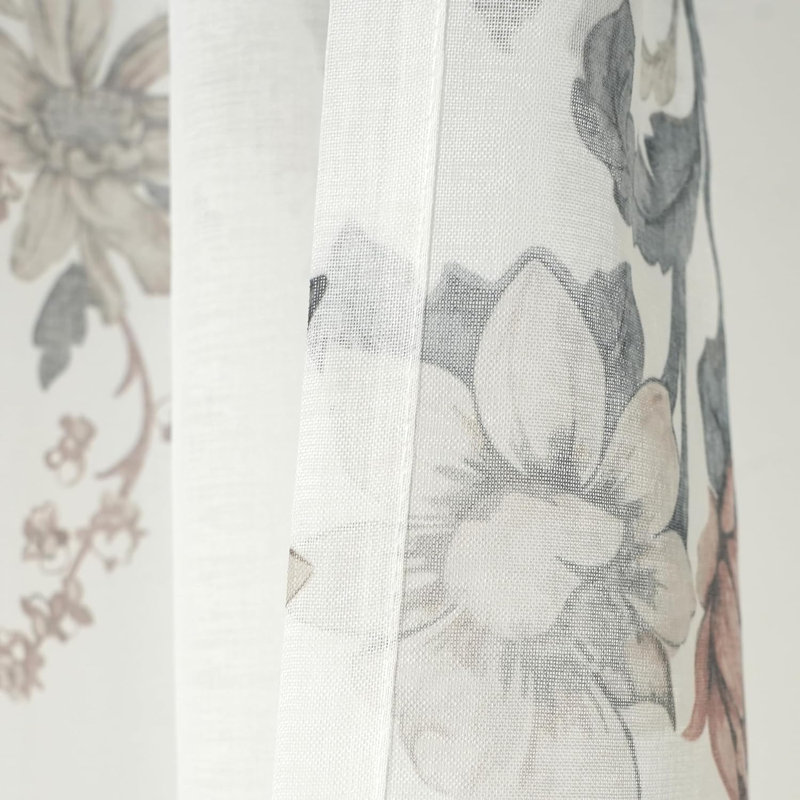 Rezki Floral Sheer Curtain Pair, 52" W x 63" L