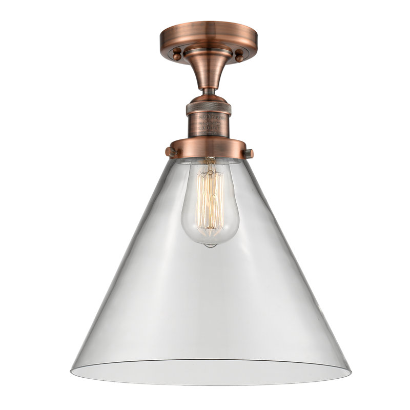 Plafonnier semi-encastré 1 lumière 12 po Chris, Ampoule DEL 6 watts Vinage, Transparent / clair, Cuivre antique