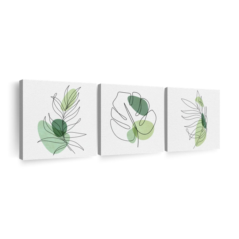 Feuilles de palmier minimalistes, reproduction sur toile, H 15 po x l 47 po x P 1,25 po