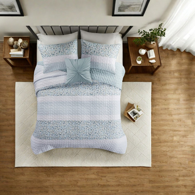 Elegant Seersucker Bedding Sets, Polyester Chic Farmhouse Style For Home