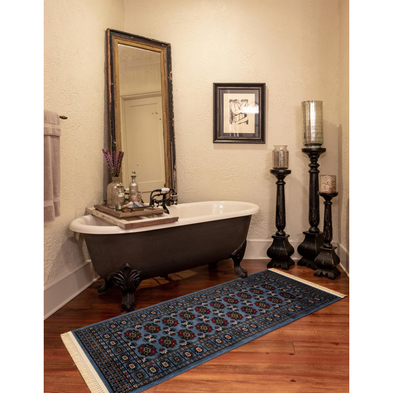 Traditional Hinshaw Runner Rug Blue Color, Runner 2' x 8'