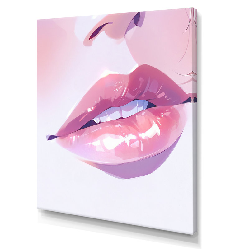 «Pink Pastel Pout Lips I», reproduction sur toile, Toile tendue, H 20 po x l 12 po x P 1 po