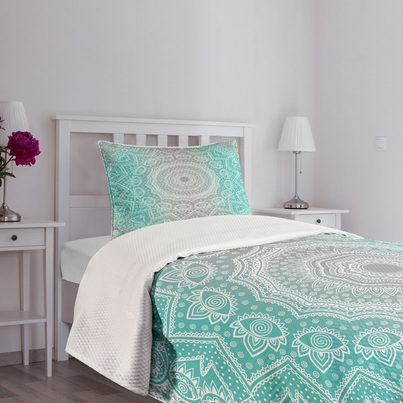 Gray Quilted Twin Bedspread Set with Pillow Sham