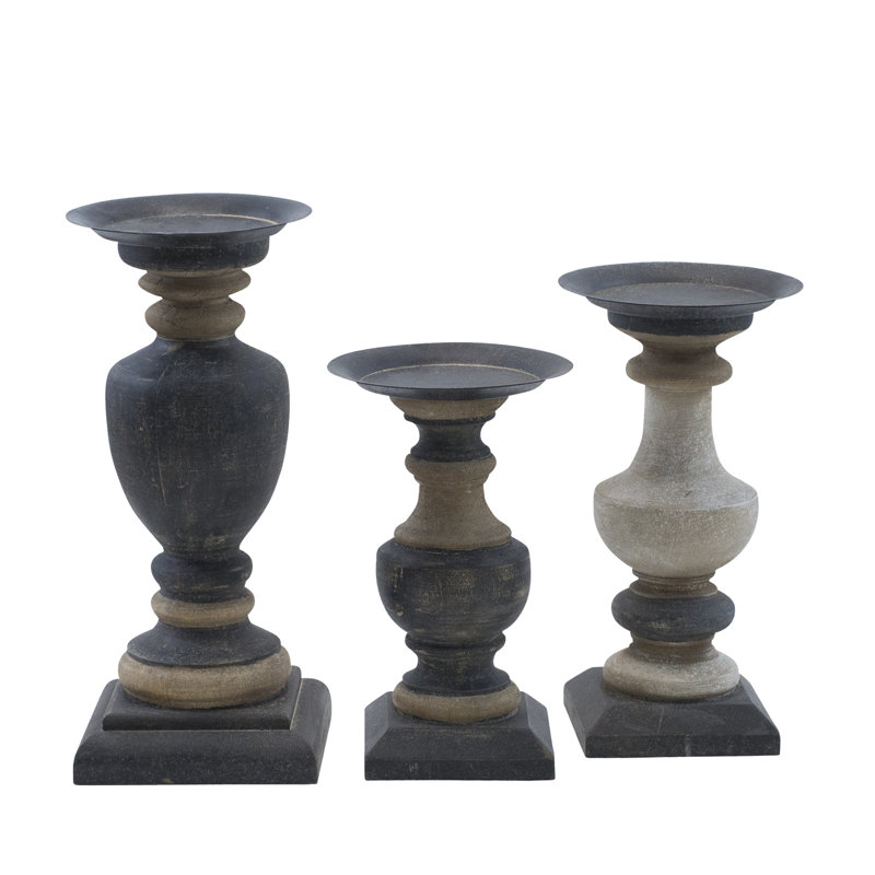 11.5'' H Wood Tabletop Candlestick