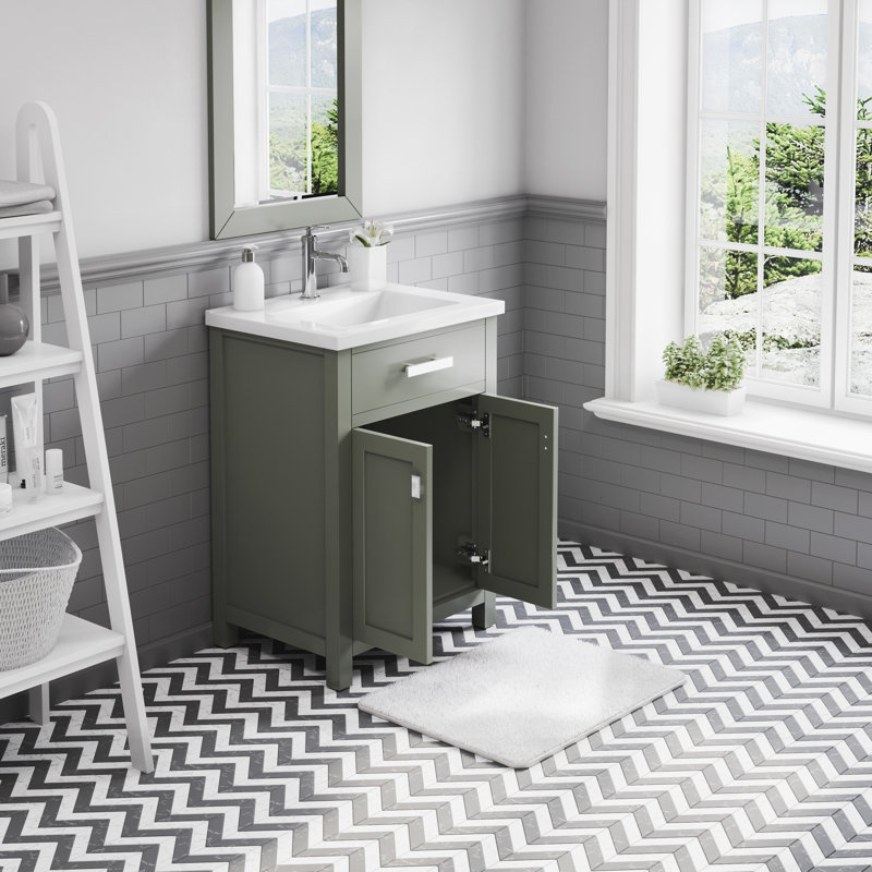Gaget 24" Bath Vanity in Glacial Green with Chrome Modern Single Faucet, Silver, Glacial Green