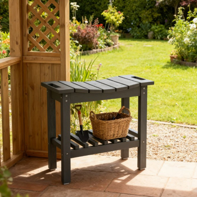 Banc de rangement imperméable toutes saisons avec poignée et base antidérapante pour une utilisation intérieure et extérieure