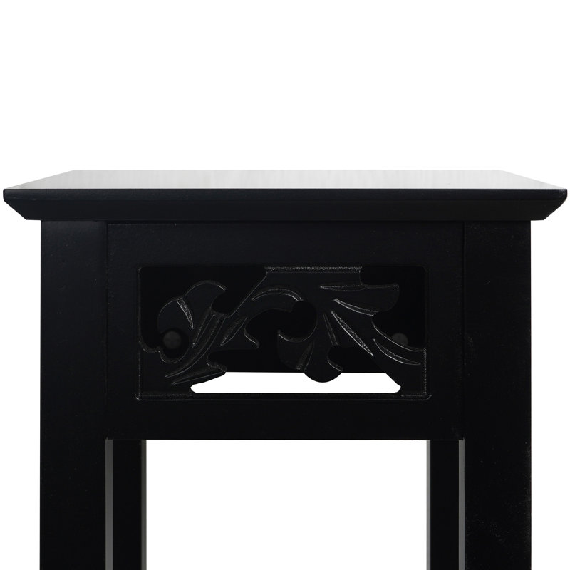 Table de bout, table d'appoint, support pour plante avec tablette de rangement H 23,7 po x P 10 po x l 10 po Mcadoo, noir