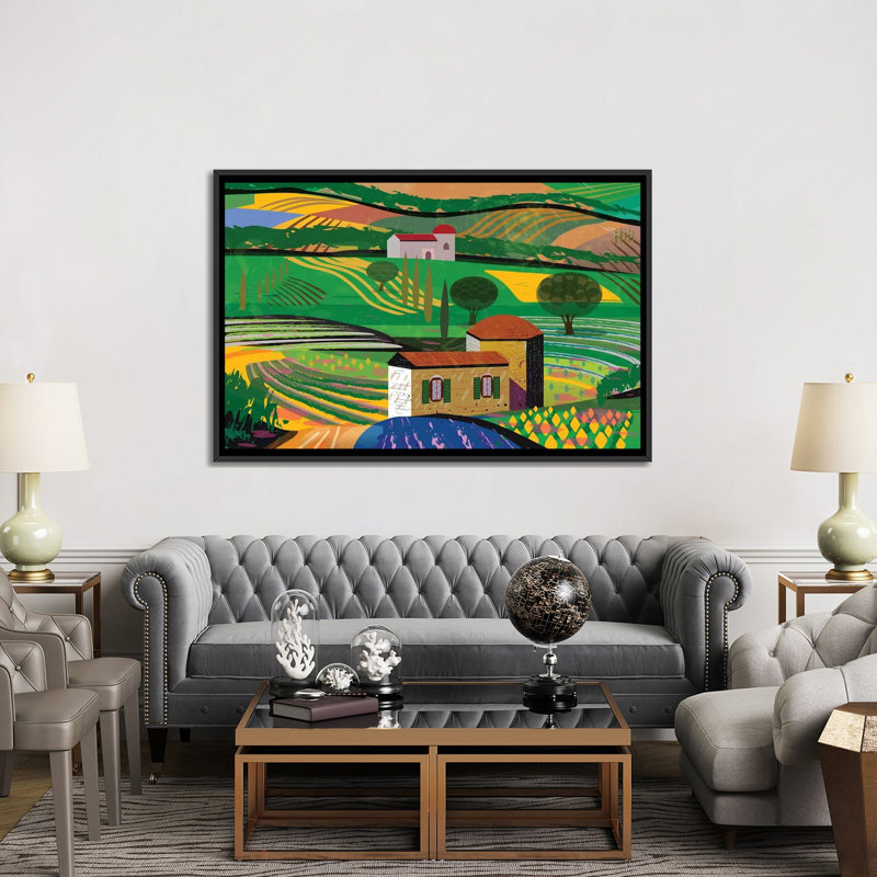 « summer fields », impression sur toile, H 40 po x l 60 po x P 1,5 po, Toile avec cadre noir, Pas de tapis