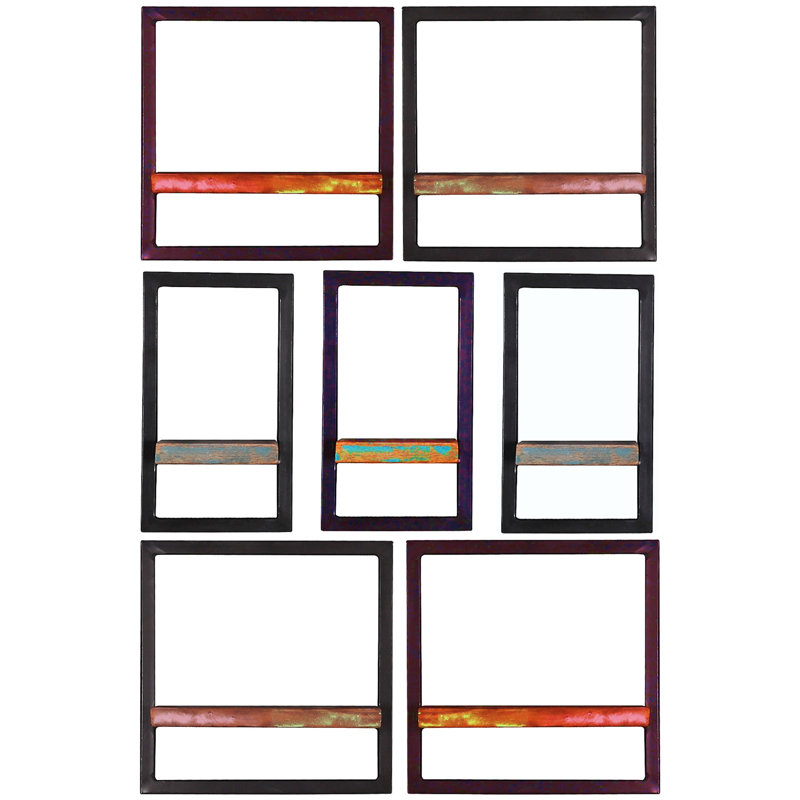 McSwain 7 Piece Bracket Shelf, Red/Brown/Black