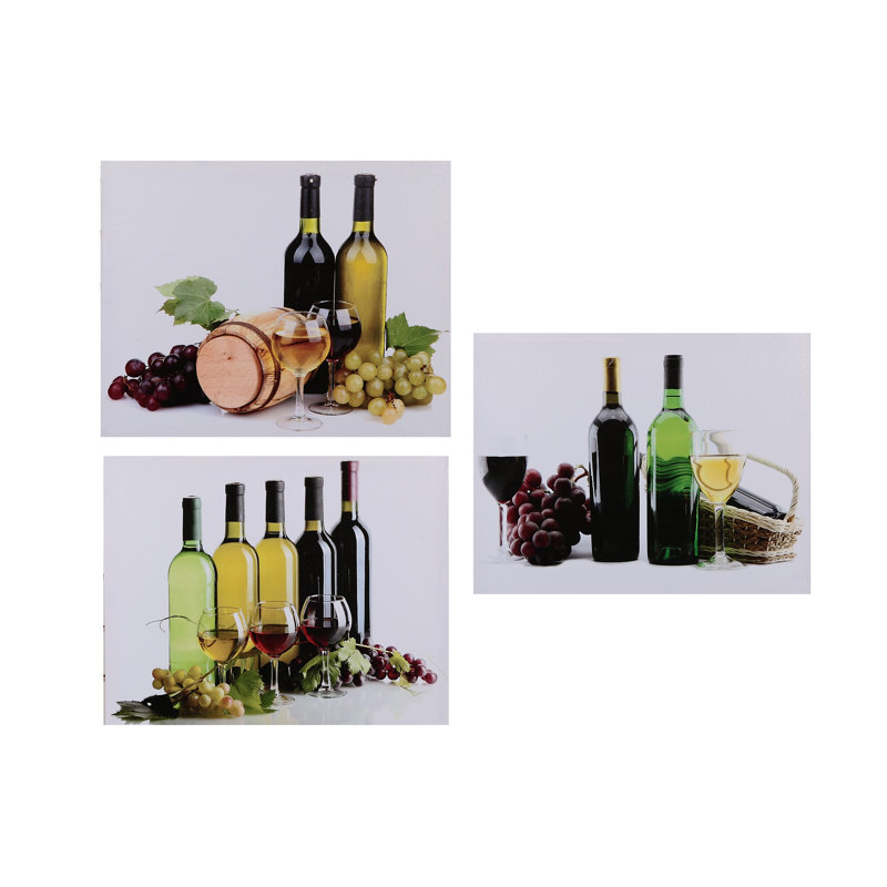 Dégustation de vin, ensemble de 3 reproductions d’art graphique sur toile