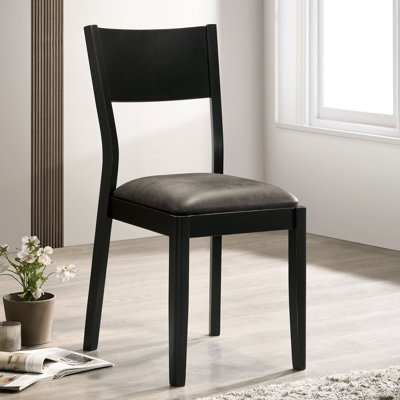 Ensemble de 2 chaises d'appoint Mid-Century modernes noires et grises en similicuir