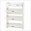 Deux tiroirs, trois portes pliantes, grande armoire à chaussures de rangement, blanc-137901744