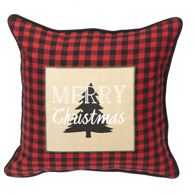 Buffalo Check Plaid with Merry Christmas and Tree Label Pillow Cover -  MDR Trading Inc., AG-52619-coveronly